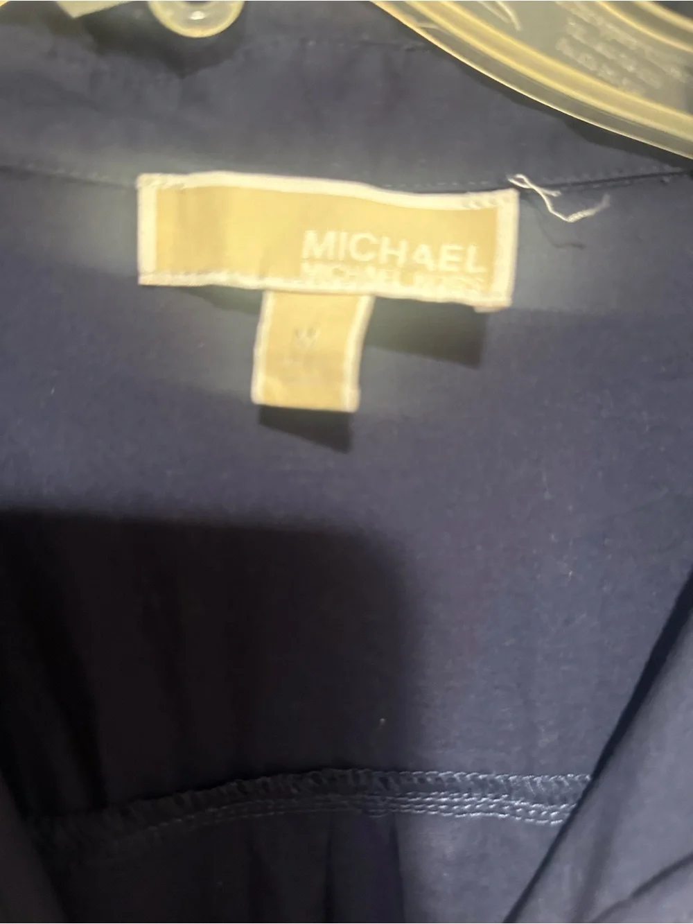 Michael Kors Navy Top with Gold MK Zipper M